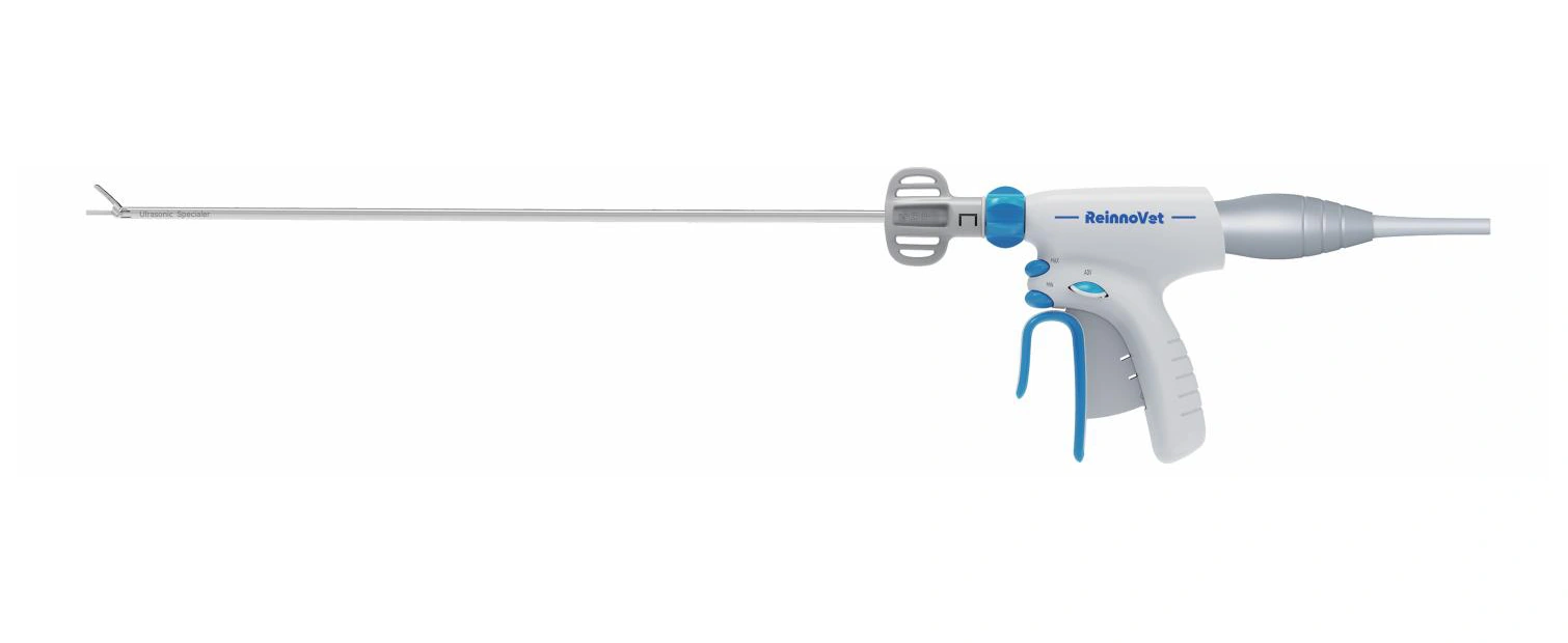 ADV side-button ultrasonic forceps blade with complete shaft and handpiece